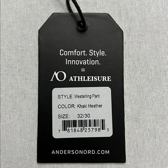 NEW Anderson ORD AO Westerling Technical Performance Pant Khaki Heather 32 x 30